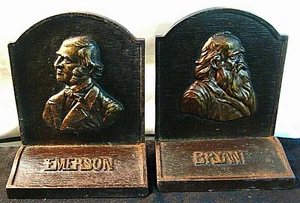 BRADLEY & HUBBARD B&H CAST IRON UNMARKED BOOKENDS AUTHORS BRYANT & EMERSON - Picture 1 of 12
