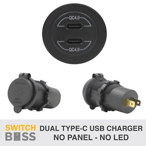 DUAL USB C Type-C Charger NO LED Flush Mount Round 12v Power Outlet Socket - Picture 1 of 7