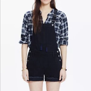 MADEWELL Size XS Adirondack Short Overalls in Washed Black - Picture 1 of 7