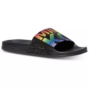 Michael Kors Rainbow Pride Gilmore Pool Slide Sandalen in SCHWARZ RainbowMulti 7M - Bild 1 von 4