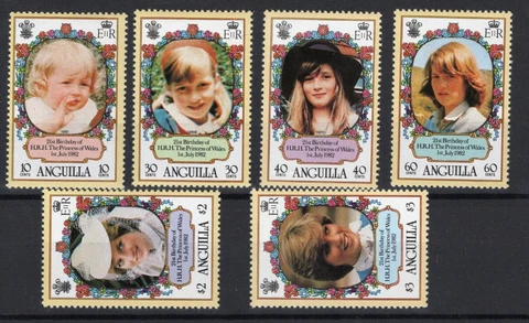 B490- Anguilla Stamps Scott #s 485 - 490 Princess Diana MNH Cover