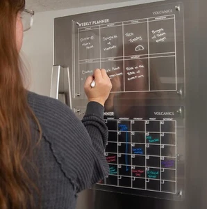 Volcanics Acrylic Magnetic Weekly Planner & Calendar Boards w/Wet Erase Markers - Picture 1 of 7