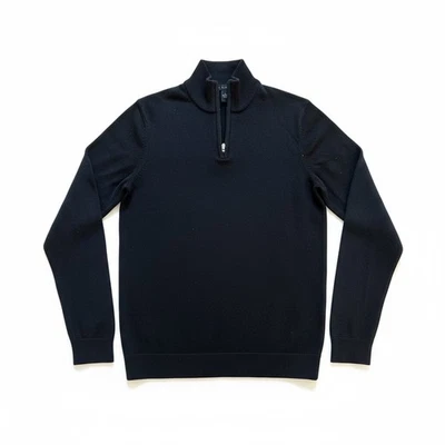 VIA EUROPA Sweater NAVY BLUE knit Grandpa 1/4 Zip Size S - Image 1 of 4