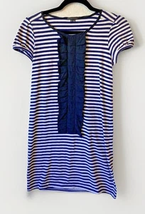 THEORY Dress with Silk Trim Size S Blue White Cotton Blend T-shirt - Picture 1 of 9