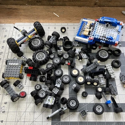 LEGO Lot Wheels Tires Rims Axles Parts Mixed Sizes Technic City Truck Car Pieces - Image 1 of 4