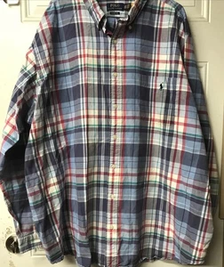 Camisa Polo Ralph Lauren Para Hombres Manga Larga Con Botones Calce Clásico Azul A Cuadros Talla 3XB - Imagen 1 de 11