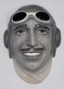Gray Clay Art Ceramic Wall Mask, Clark Gable as Aviator Decorative Wall Hanging - Picture 1 of 9
