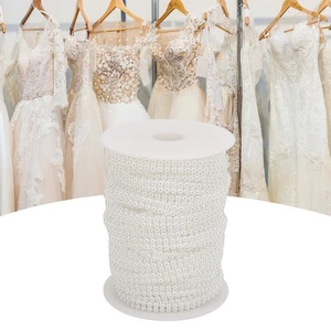 (Weiss) 25 M Rolle Perlenschnur 4 Mm Künstliche Perlen-Perlengirlande - Bild 1 von 9