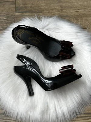 Vivienne Westwood x MELISSA x Anglomania Rubber Heel Ribbon Black US 5 ,EU 35/36 - Image 1 of 4