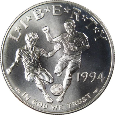 World Cup Commemorative Dollar 1994 D BU Uncirculated Silver $1 Coin - Image 1 of 2