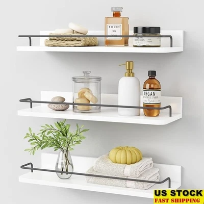 Modern Floating Shelves Set of 3 Decorative Wall Storage Organizer Bathroom New - Image 1 of 4