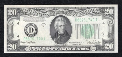 FR. 2058-D 1934-D $20 FRN FEDERAL RESERVE NOTE CLEVELAND, OH UNCIRCULATED - Image 1 of 2
