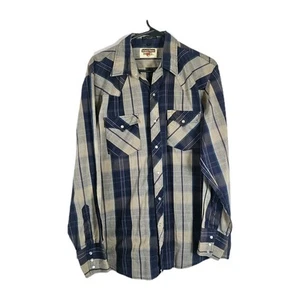 VTG Authentic Western Youngbloods Shirt Plaid Pearl Snap Rodeo Cowboy Large EUC  - Picture 1 of 4