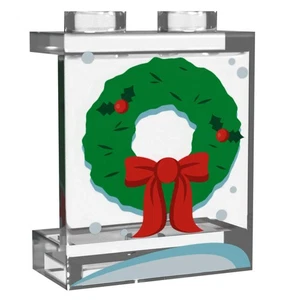 Window with Christmas Wreath made using LEGO parts - Picture 1 of 1