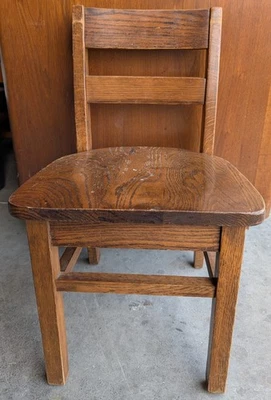 SILLA ESCOLAR INFANTIL VINTAGE MADERA ROBLE MACIZO 24" ~ Pesada Foto 1 de 4