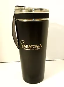 26oz ICESHAKER Bottle 2 Straws Black Vacuum Insulated SARATOGA CASINO HOTEL NIB - Picture 1 of 7