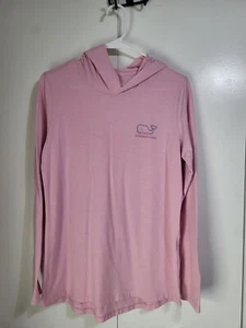 VINEYARD VINES Hooded T Shirt Edgartown SZ Small Pink Long Sleeved Whale Preppy - Picture 1 of 10