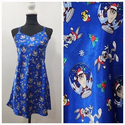 Vintage 1998 Looney Tunes Intimates Christmas Taz Snowglobe Chemise Nightgown S - Image 1 of 4