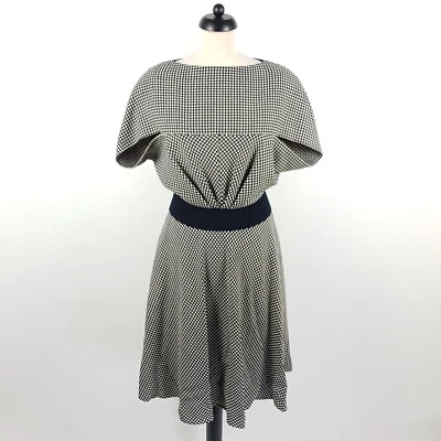 Talbot Runhof Kleid Damen Beige Schwarz Midi Wolle Jacquard Gepunktet Formosa1 - Bild 1 von 4