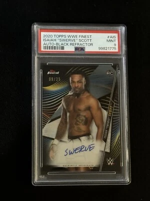 2020 Topps WWE Finest Swerve Scott Strickland Black Ref. /25 On-Card Auto PSA 9 - Image 1 of 2