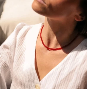 Solid Carnelian Round 2mm Beads Choker Healing Dainty Layered Necklace Gift - Picture 1 of 3