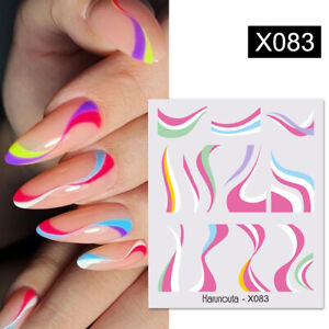Nail Art Water Decals Summer Transfer Stickers Colorful Leave Flower Design Tips