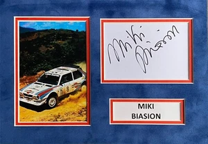 MIKI BIASION SIGNED A4 PHOTO MOUNT DISPLAY RALLY AUTOGRAPH - Picture 1 of 1