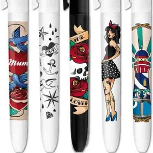 LOT DE 5 STYLOS BIC 4 COULEURS - COLLECTION / EDITION " TATTOO " - Imagen 1 de 1