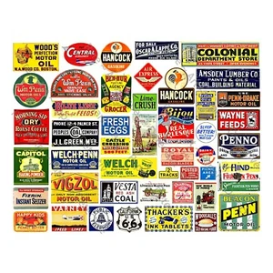 Dollhouse & General Store Signs, 50 Diorama Advertising Signs, 1 STICKER SHEET - Picture 1 of 1
