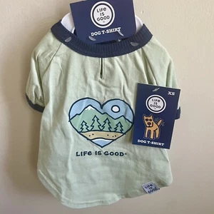 NEW Life is Good Dog Shirt Size XS Green Heart Outdoors Trees Pet Puppy Gift NWT - Picture 1 of 9