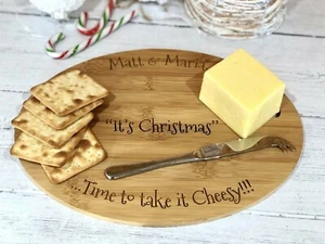 Personalised Christmas Gift Fun Cheese Board Unusual Present for Him Her Couples - Picture 1 of 7