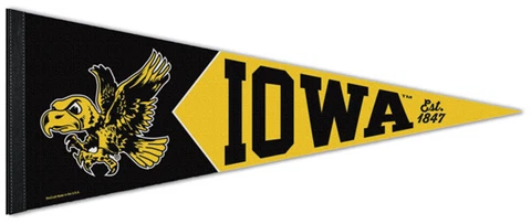 IOWA HAWKEYES College Vault 1940s-Style Premium Felt Collectors PENNANT Cover
