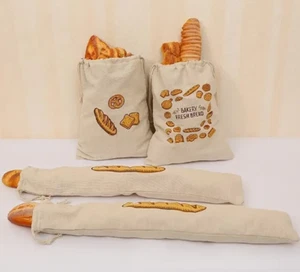 Brot Aufbewahrungstasche Laib Baguette wiederverwendbar Frisch bleiben Canvas Kordelzug Frischhalten - Bild 1 von 6