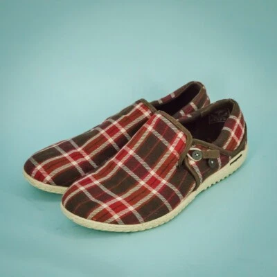 Patagonia Talla 9 Rojo Kula Botón Rojo Estampado a Cuadros Sin Cordones Lona Tenis Zapatos Foto 1 de 4