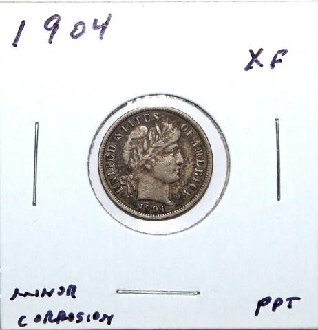 1904 US Barber Dime Silver XF EF Extremely Fine Details  (PPT) Cover