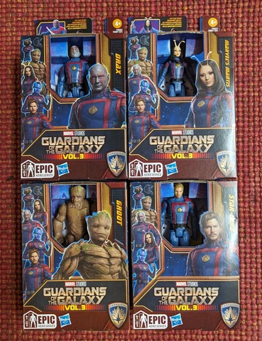Set of 4 Guardians of the Galaxy Volume 3 Epic Hero Series 4" Figures Groot Drax Cover