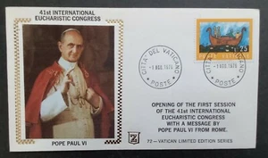 1976 Vatican City Eucharistic Congress Silk Cover ties 25L stamp cd Vatican - Picture 1 of 2