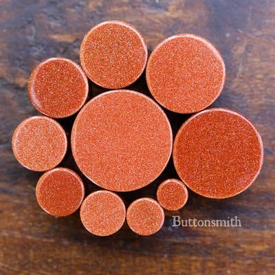 Pair of Goldstone - Sandstone Stone Plugs Double Flared ear - 8g to 1" 13 sizes - Image 1 of 2