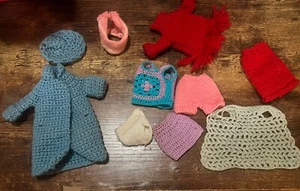 Vtg Hand Knit Crochet Doll Clothing Dress Skirt Lot Barbie Handmade - Picture 1 of 3