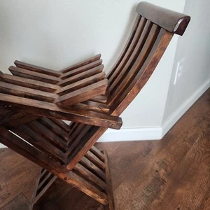 Vintage Folding Wooden X Chair - Dante Chair - Savonarola Style Chair - Picture 1 of 12