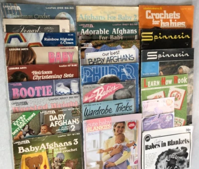 Lot of 23 Leisure Arts, Spinnerin, Phildar + Crochet & Knitting Books for Baby - Image 1 of 4