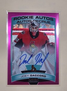 2019-20 O-Pee-Chee Platinum Rookie Auto Matte Pink Joey Daccord # /99 Kraken