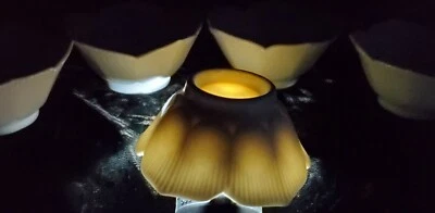 Vintage Japanese Lotus Flower Porcelain Blanc de Chine Tea Bowls Cups 3 1/2" - Image 1 of 4