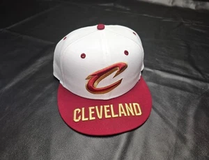 Cleveland Cavaliers New Era Fitted Hat Top Word 7 3/8 NBA 59FIFTY White/Gold/Red - Picture 1 of 8