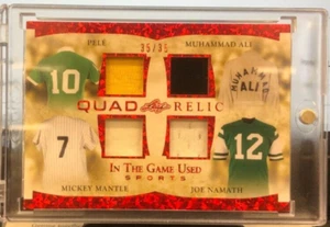 2022 Leaf In the Game Used Quad Relic Pele/Mantle/Muhammad Ali/Namath 35/35!!!! - Picture 1 of 1