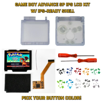 Game Boy Advance SP GBA SP IPS 101 LCD Full KIT W/ PRE CUT SHELL - Glacier - Image 1 of 4