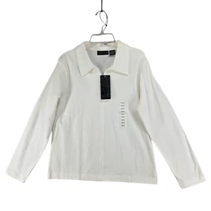 Relativity Womens White Long Sleeve Shirt Quarter Zip Size M NWT - Picture 1 of 10