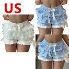 US Women's Shorts Cute Lace Security Short Pants Ruffle Bloomer Bowknots Costume