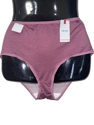 Izod Brief Sissy Panty Ropa Interior Rosa Púrpura Rayas Para Mujer Talla 7/grande Nuevo con Etiquetas Foto 1 de 3