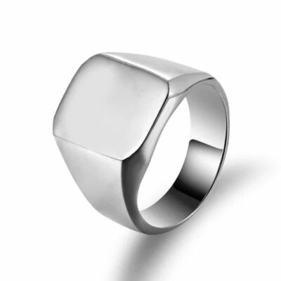 Ring; Men's Stainless Steel Titanium Plated Smooth Square Top Surface Sz 11.75  - Image 1 of 4